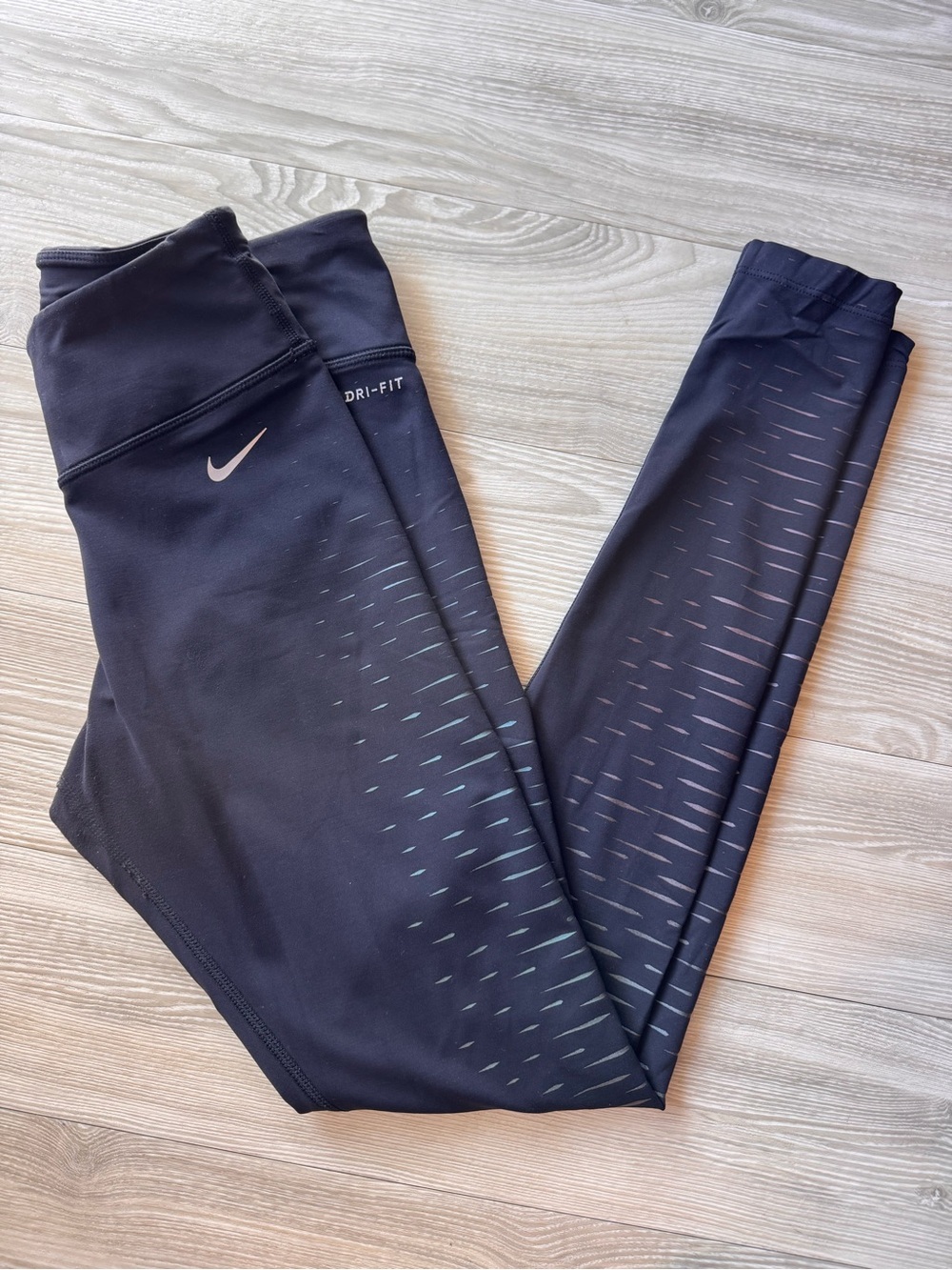 Nike Navy Blue Dri-FIT Leggings with Reflective Accents